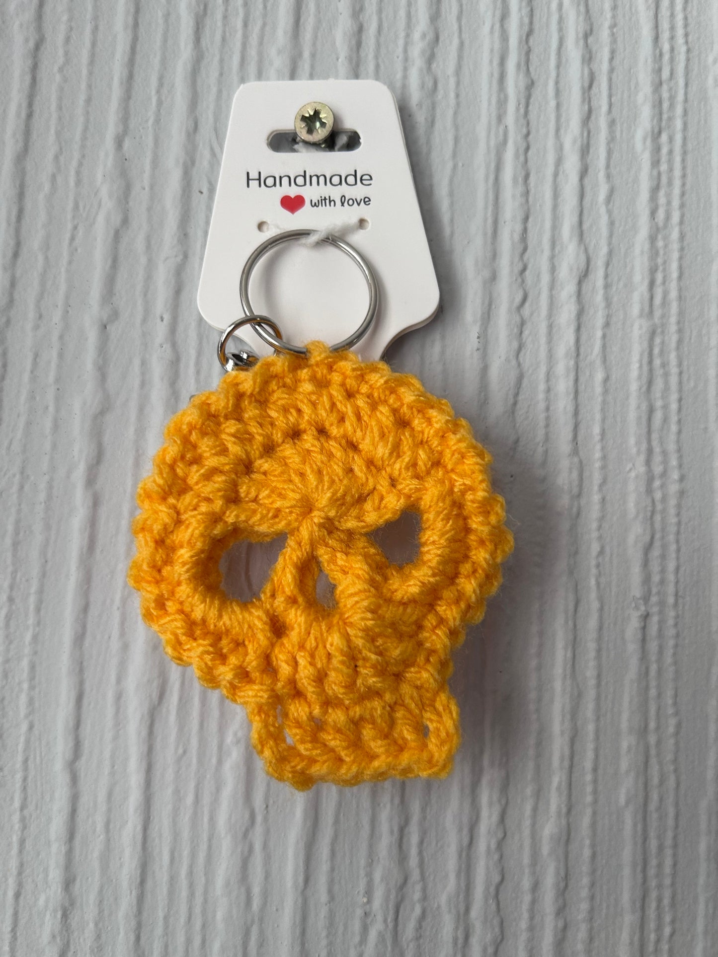 Handmade Crochet Skull Keyring