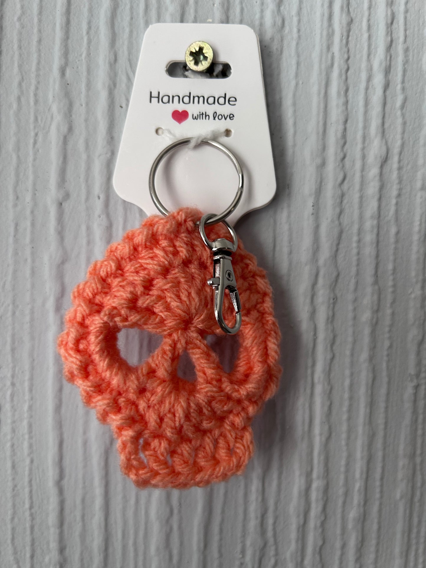 Handmade Crochet Skull Keyring