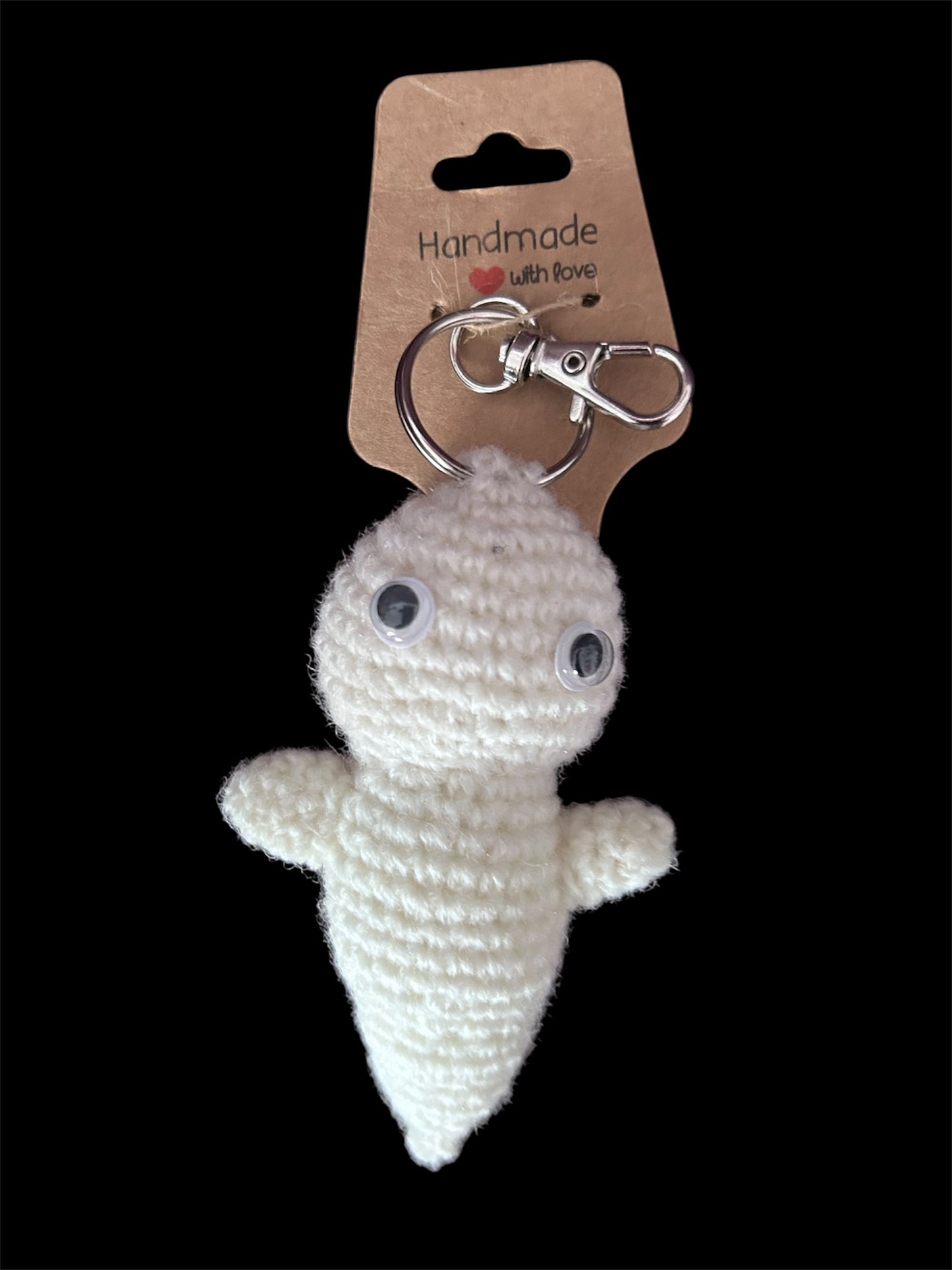 White and Grey Ghost Keyring