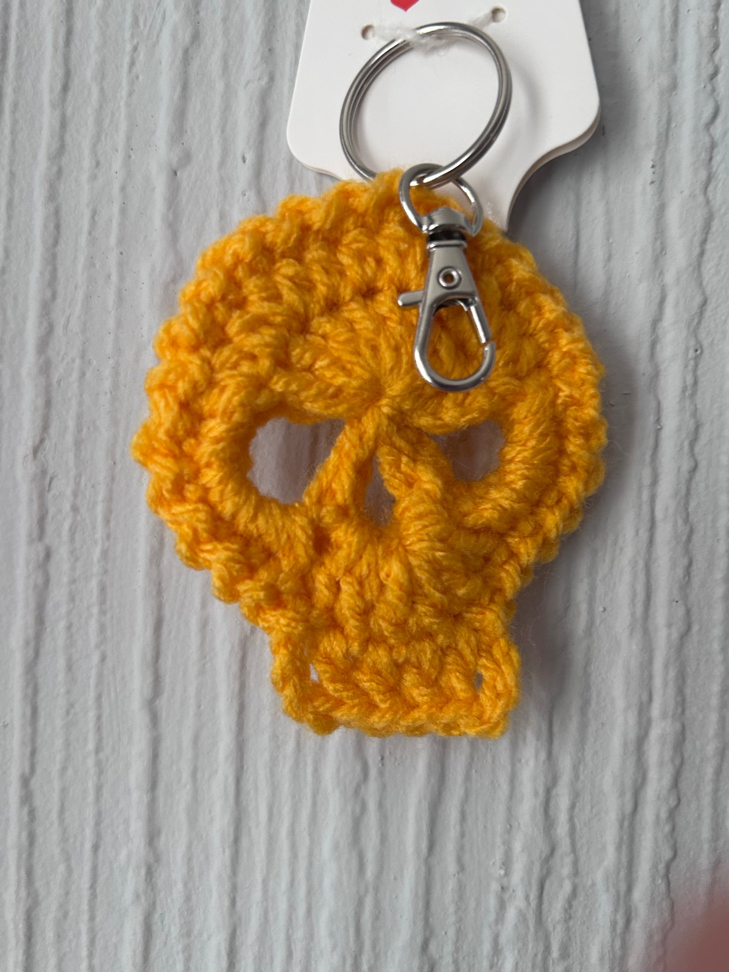Handmade Crochet Skull Keyring