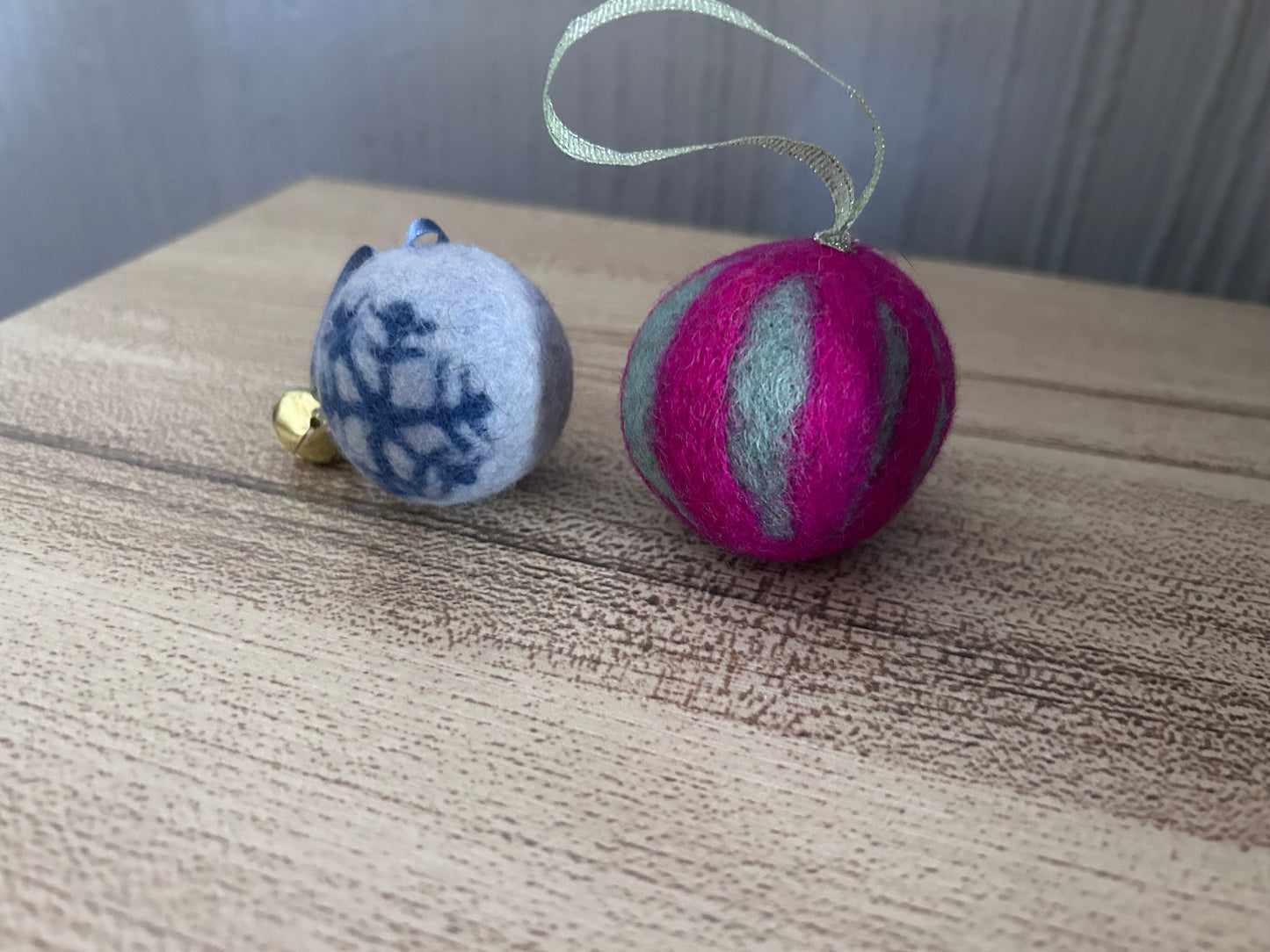 Needle Felted Patterned Christmas Baubles