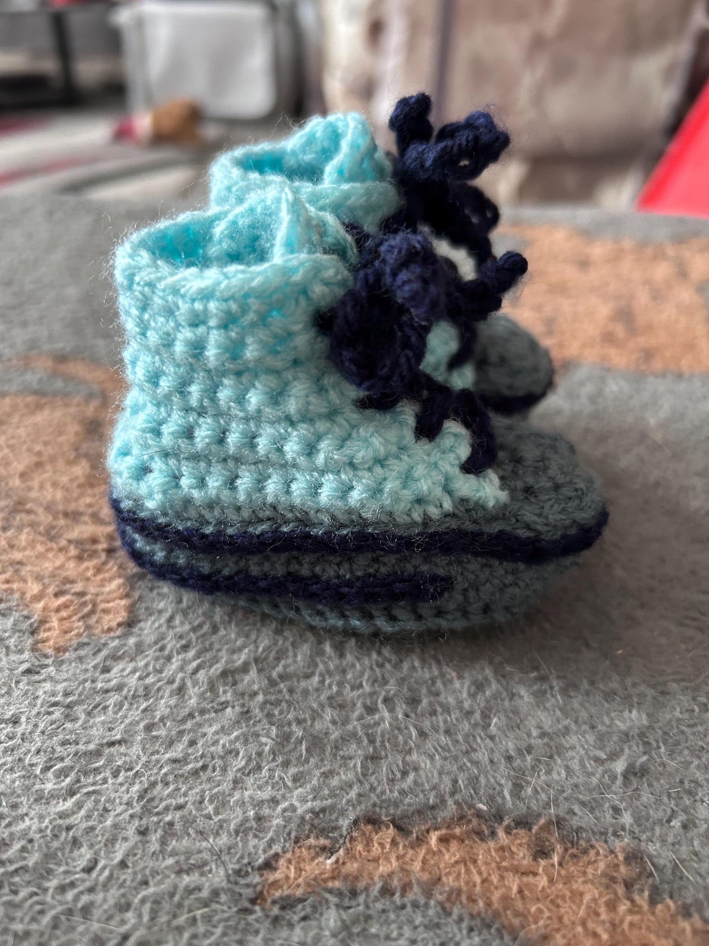 Handmade crochet baby booties size 0 to 3 months of age