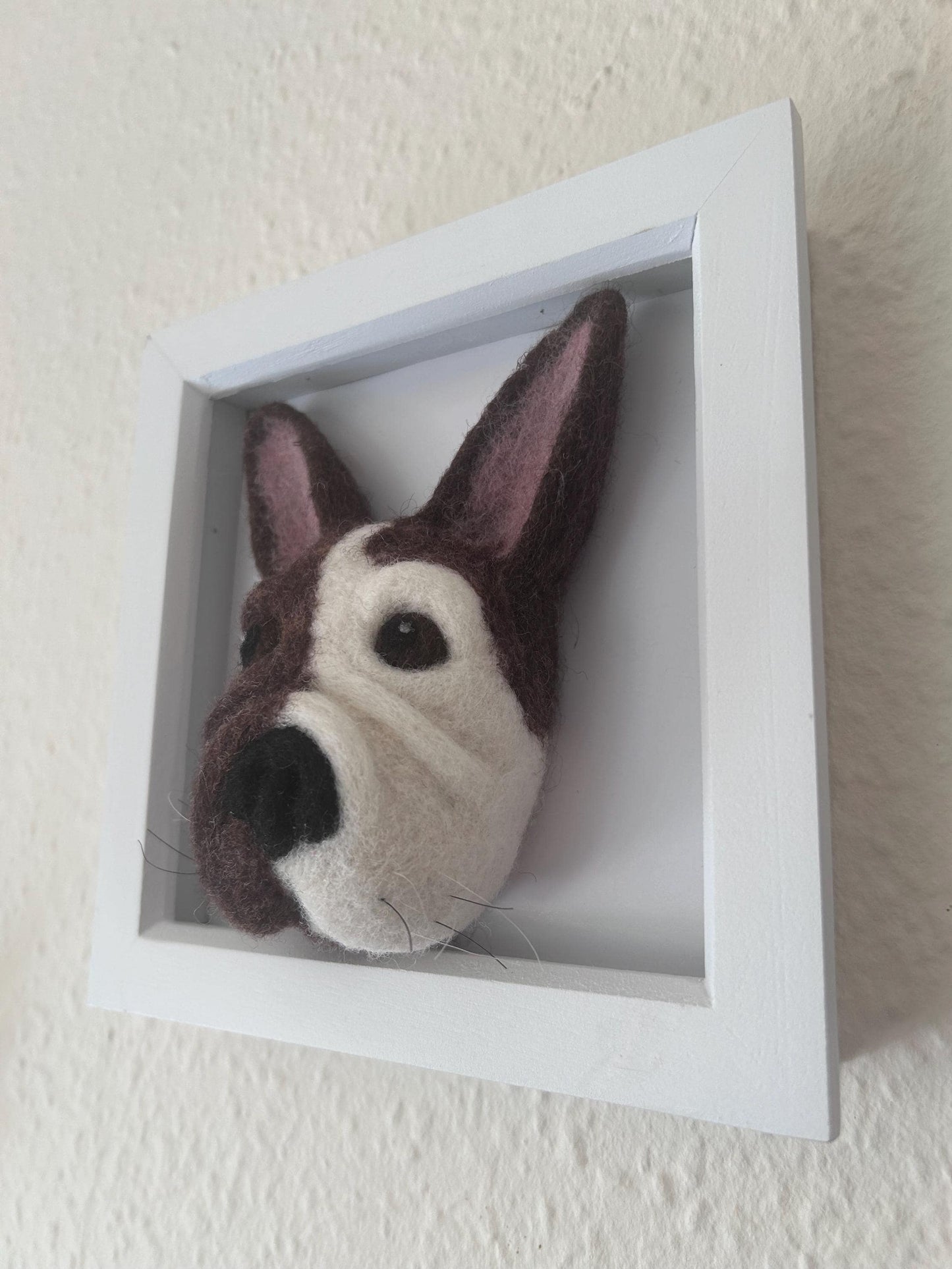Handmade French bulldog needle felted 3-D picture frame