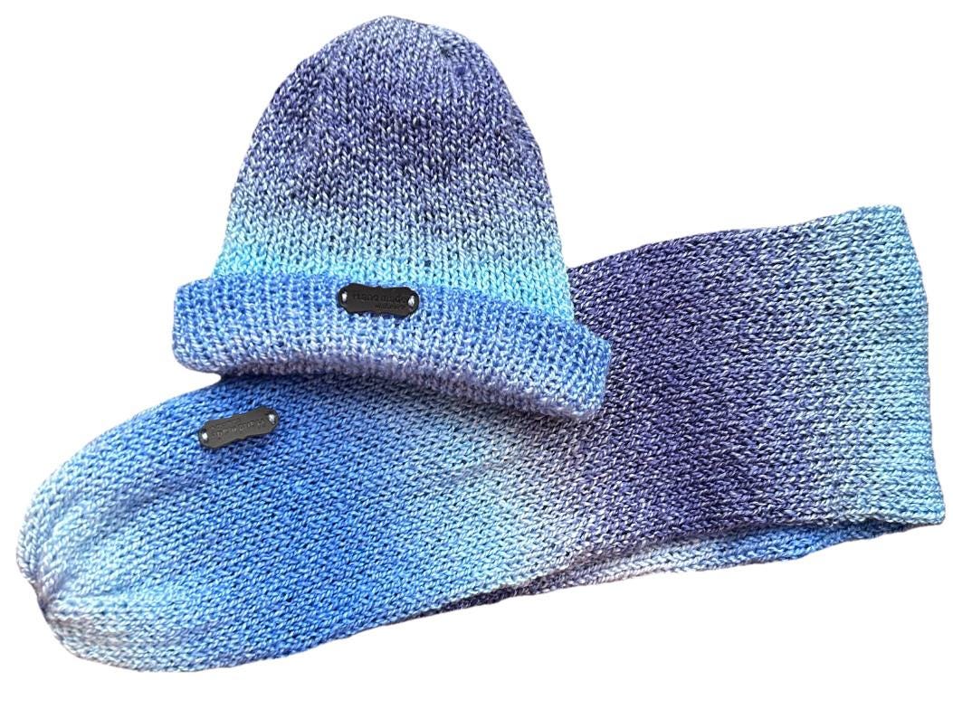 Handmade knitted hat and scarf set