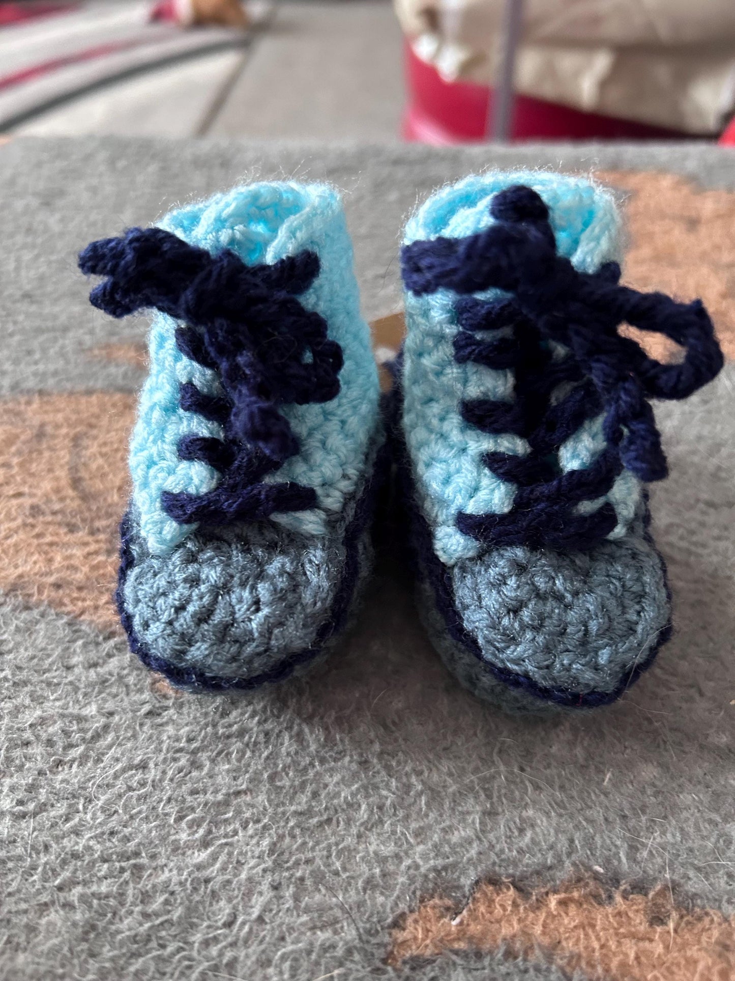 Handmade crochet baby booties size 0 to 3 months of age