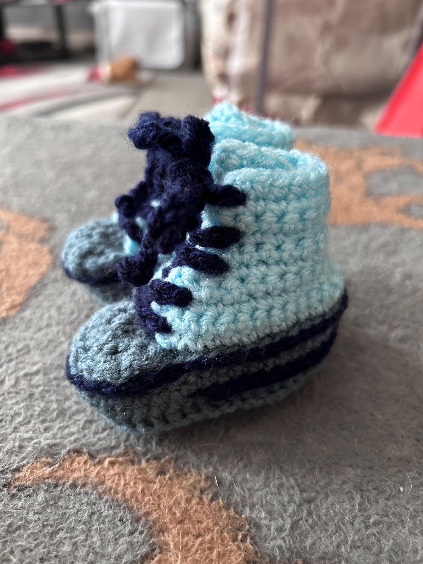 Handmade crochet baby booties size 0 to 3 months of age