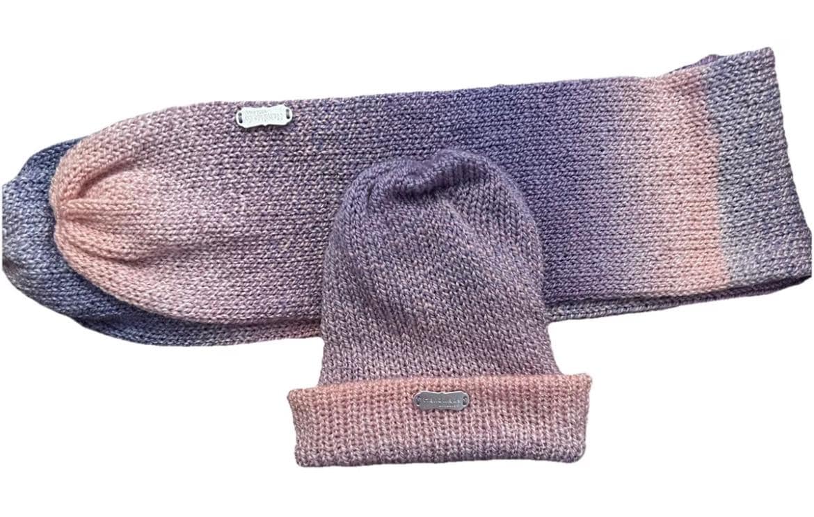 Beautiful handmade knitted hat and scarf set