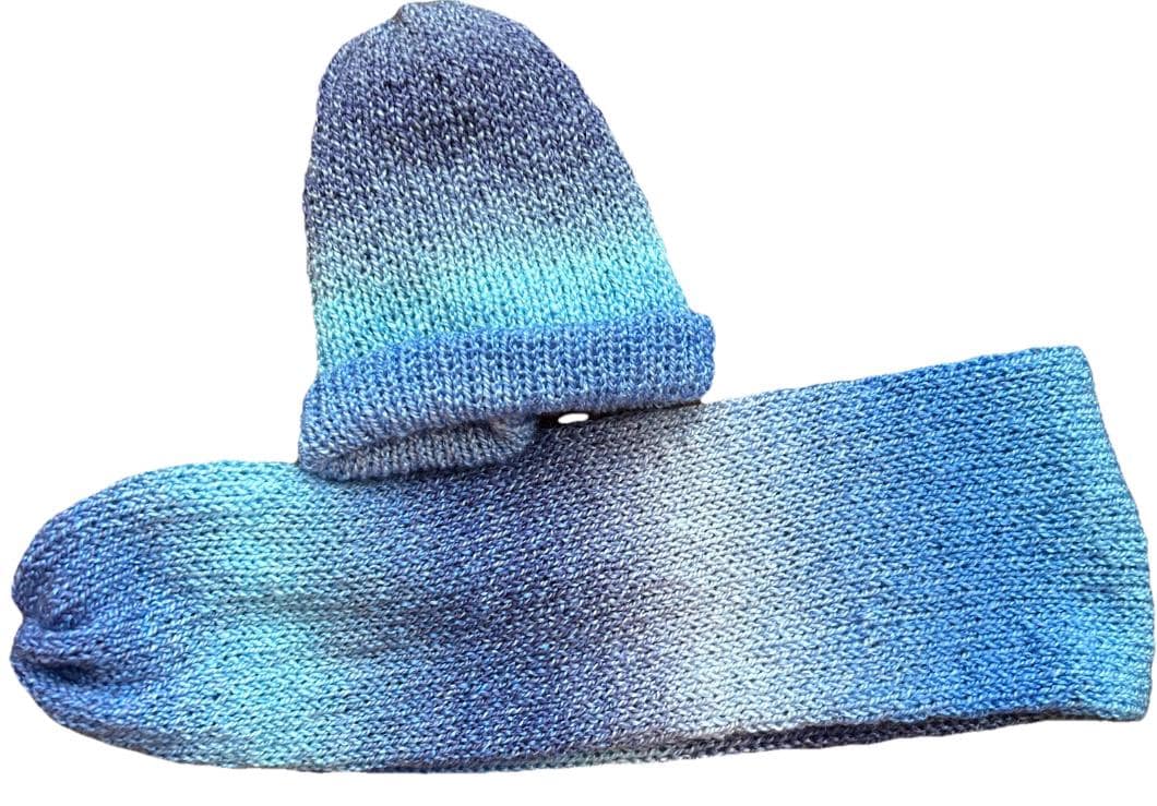 Handmade knitted hat and scarf set