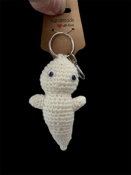 White and Grey Ghost Keyring
