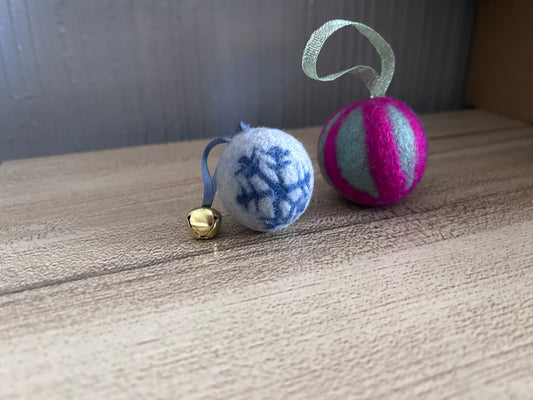 Needle Felted Patterned Christmas Baubles