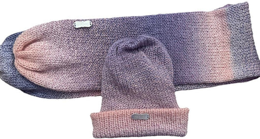 Beautiful handmade knitted hat and scarf set