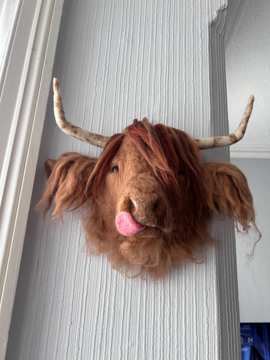 Needle felted large Highland cow