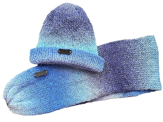 Handmade knitted hat and scarf set